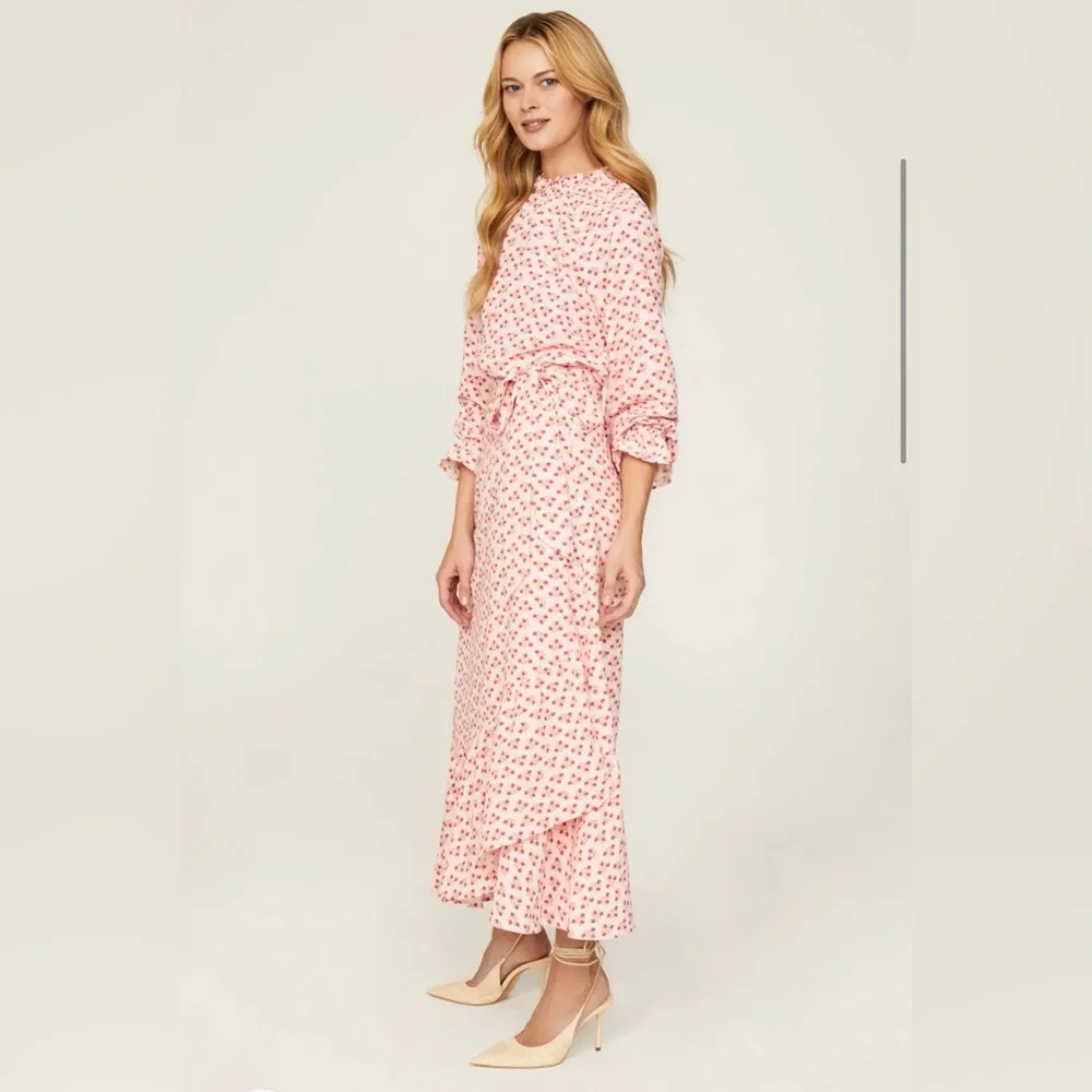 Hill House Home Pink Posy 2pc Set: Millie Top + Mirabel Wrap Skirt Floral Ruffle - Picture 2 of 12